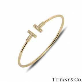 Tiffany & Co. Yellow Gold Tiffany T Diamond Wire Bracelet Tiffany & Co. Yellow Gold Tiffany T Diamond Wire Bracelet